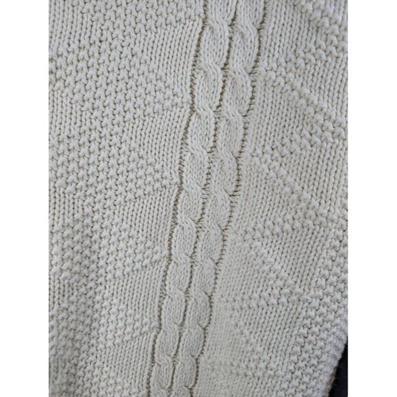 Vintage 80s Gap Sweater Cardigan XL Cable Knit Fisherman Academia Cottagecore - Picture 5 of 7